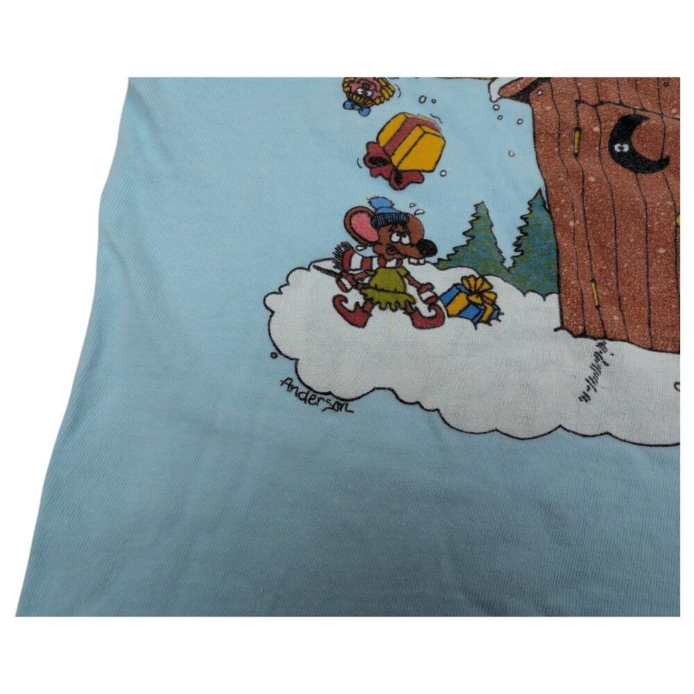 Santa Reindeer‎ Funny Christmas 90s Single Stitch T Shirt S/M 18x24.5 - Picture 5 of 10